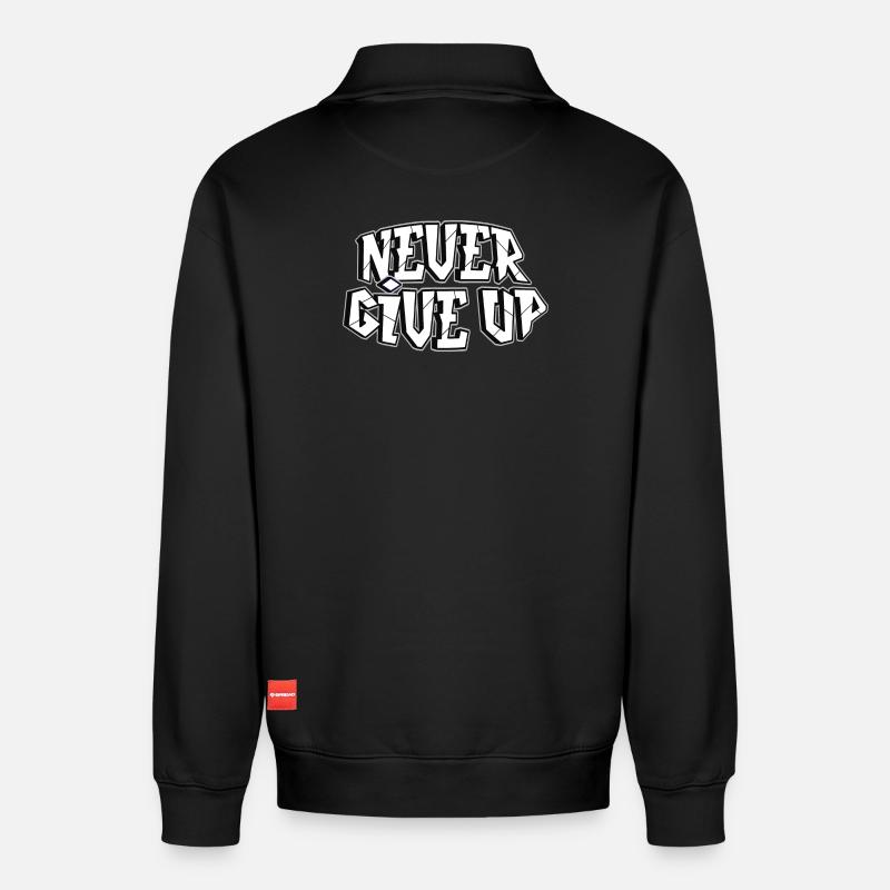 Alles ist möglich, Sieger, Kämpfer - Relaxed Unisex Organic Half Zip Sweatshirt – von SPREAD - Schwarz