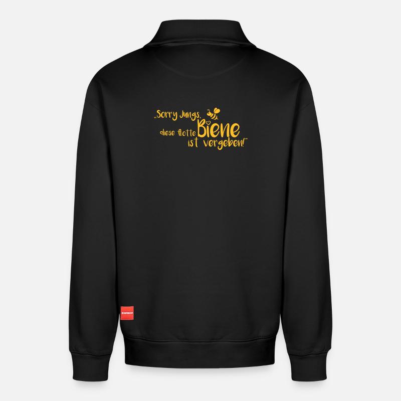 Junggesellenabschied flotte Biene - Relaxed Unisex Organic Half Zip Sweatshirt – von SPREAD - Schwarz