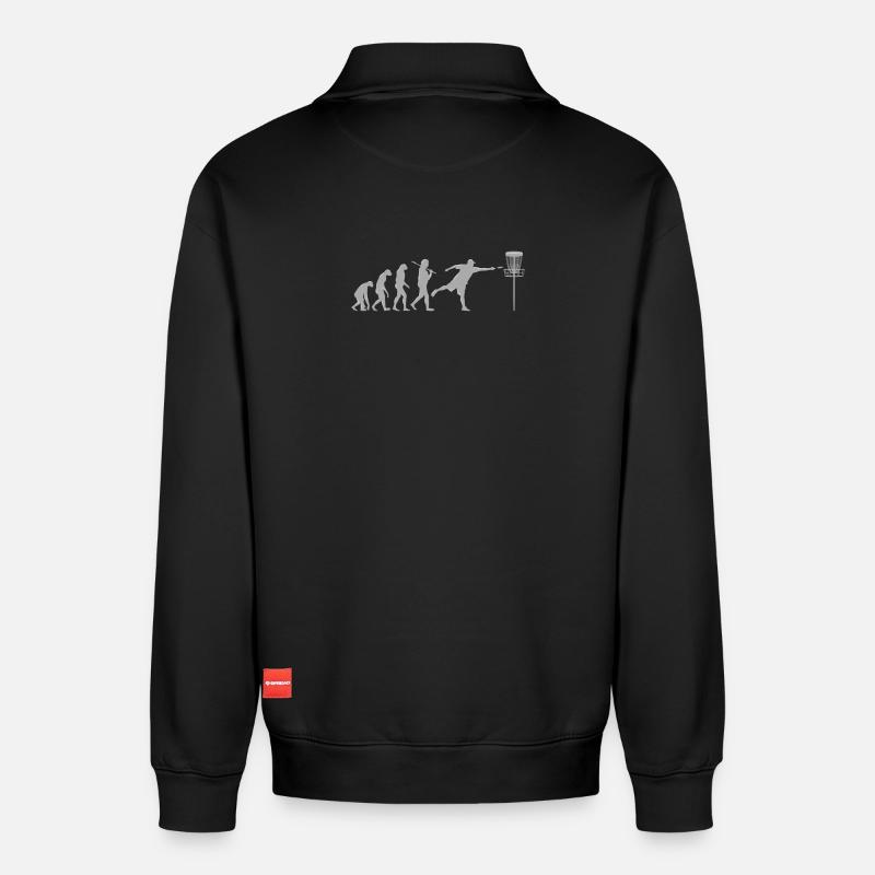 Disc Golf Evolution - Relaxed Unisex Organic Half Zip Sweatshirt – by SPREAD - black