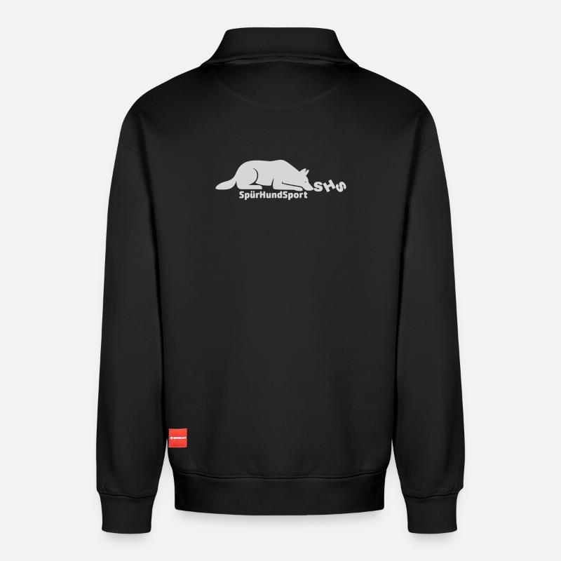 SHS Logo hellgrau - Relaxed Unisex Organic Half Zip Sweatshirt – von SPREAD - Schwarz