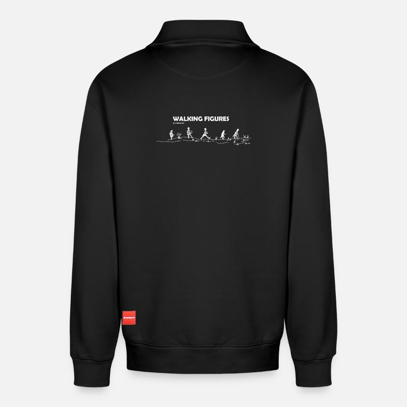 walking Figures white - Relaxed Unisex Organic Half Zip Sweatshirt – by SPREAD - black
