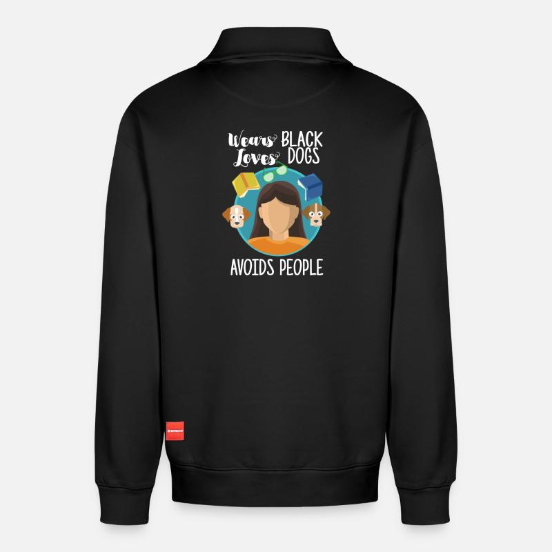 Introvertiert - Relaxed Unisex Organic Half Zip Sweatshirt – von SPREAD - Schwarz
