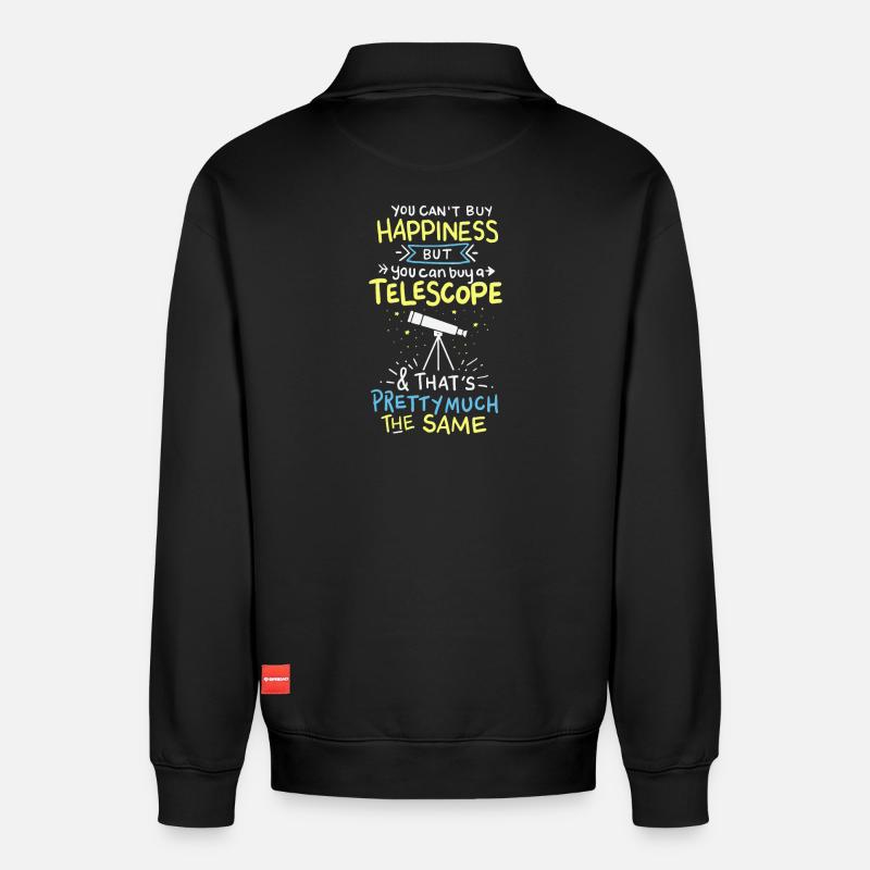 Astronomie - Relaxed Unisex Organic Half Zip Sweatshirt – von SPREAD - Schwarz