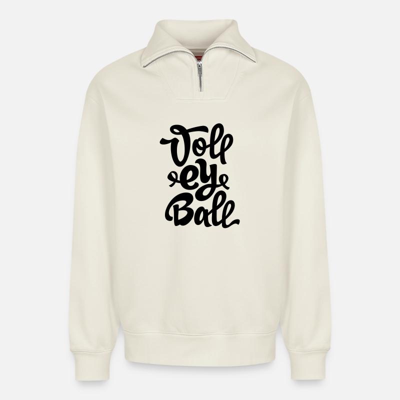 Abstrakter Farbexplosion Druckdesign Volleyball - Relaxed Unisex Organic Half Zip Sweatshirt – von SPREAD - Naturweiß
