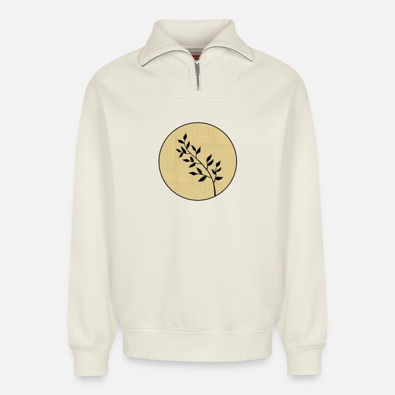 Zweig - Relaxed Unisex Organic Half Zip Sweatshirt – von SPREAD - Naturweiß