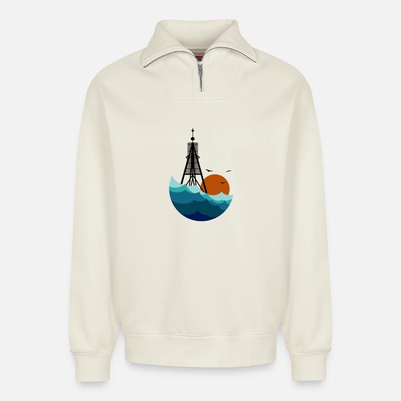 Bake n Sea - Relaxed Unisex Organic Half Zip Sweatshirt – von SPREAD - Naturweiß