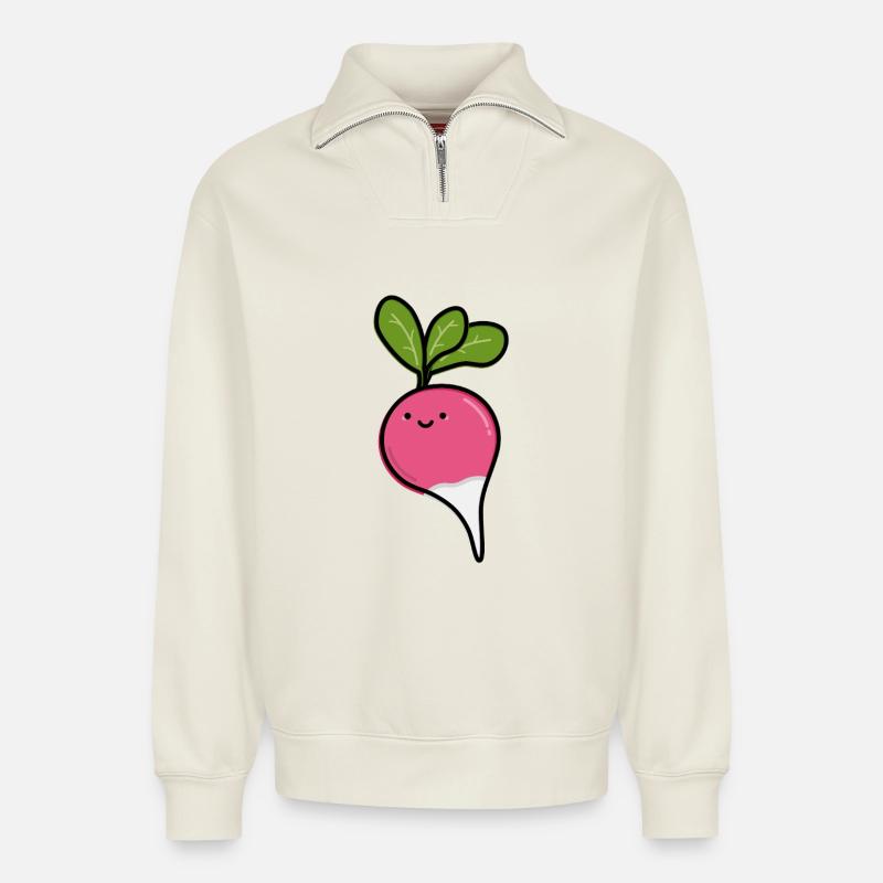 Süßer Rettich - Relaxed Unisex Organic Half Zip Sweatshirt – von SPREAD - Naturweiß