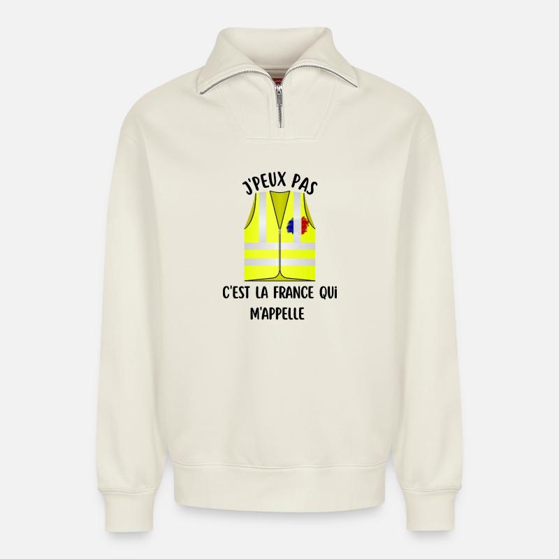 Ich kann nicht - Relaxed Unisex Organic Half Zip Sweatshirt – von SPREAD - Naturweiß