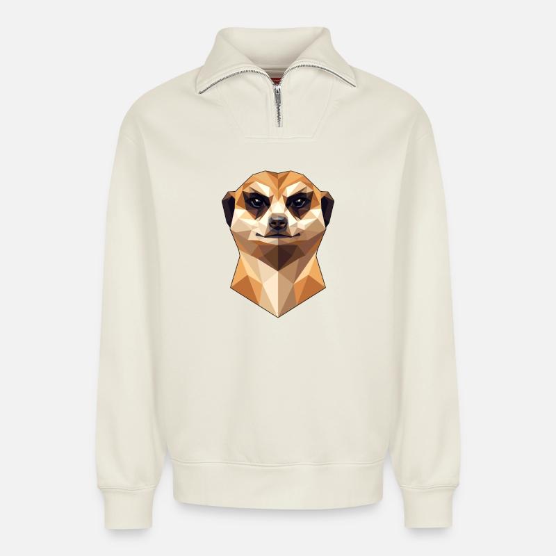 Erdmännchen Meerkat Süßes Surikate Mangusten - Relaxed Unisex Organic Half Zip Sweatshirt – von SPREAD - Naturweiß