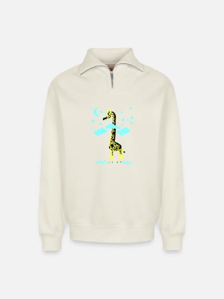 sternenfresser giraffe - Relaxed Unisex Organic Half Zip Sweatshirt – by SPREAD - off white