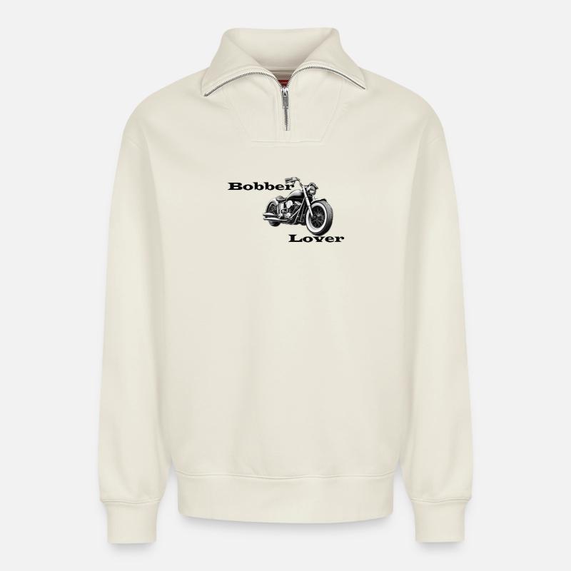 Amant Bobber - Sweat unisexe décontracté en coton biologique à demi-zip – de SPREAD - blanc cassé