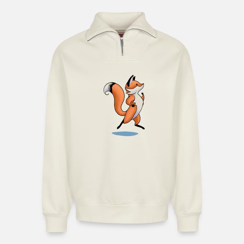 Föttchen - Relaxed Unisex Organic Half Zip Sweatshirt – von SPREAD - Naturweiß