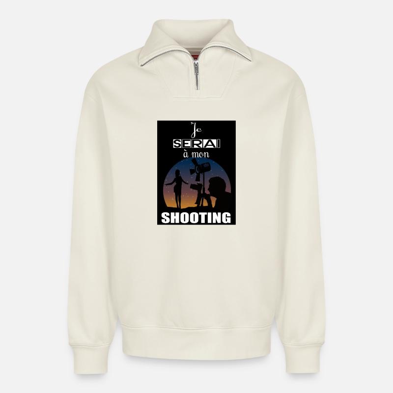 Ich werde schießen - Relaxed Unisex Organic Half Zip Sweatshirt – von SPREAD - Naturweiß
