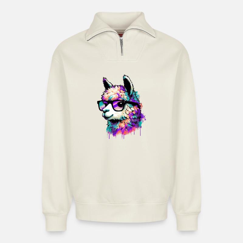 Alpaka - Relaxed Unisex Organic Half Zip Sweatshirt – von SPREAD - Naturweiß