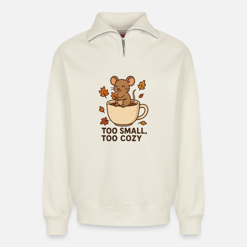 Kuscheliges Mäuseritual im Herbst - Relaxed Unisex Organic Half Zip Sweatshirt – von SPREAD - Naturweiß