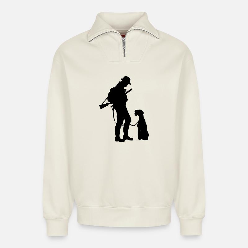 Hunter - Relaxed Unisex Organic Half Zip Sweatshirt – by SPREAD - off white
