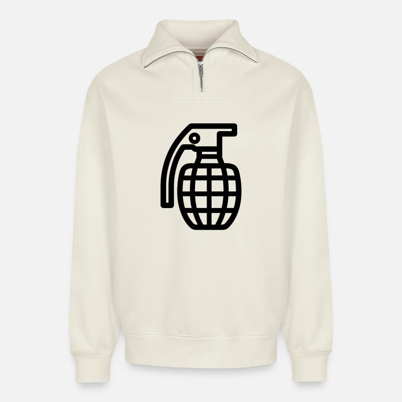 Grenada - Relaxed Unisex Organic Half Zip Sweatshirt – von SPREAD - Naturweiß