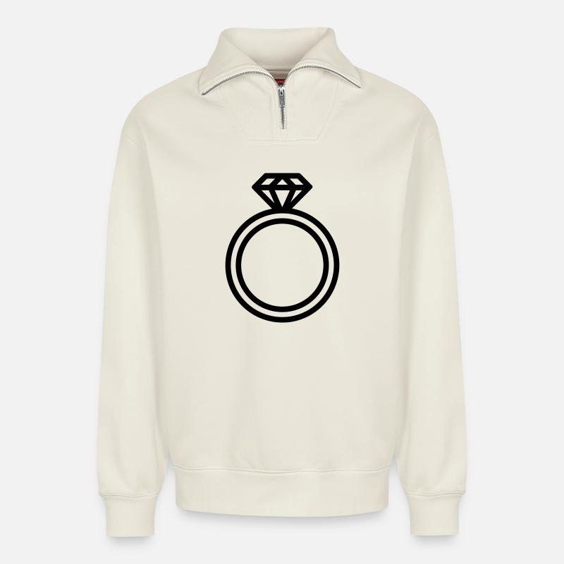 Ring - Relaxed Unisex Organic Half Zip Sweatshirt – by SPREAD - off white