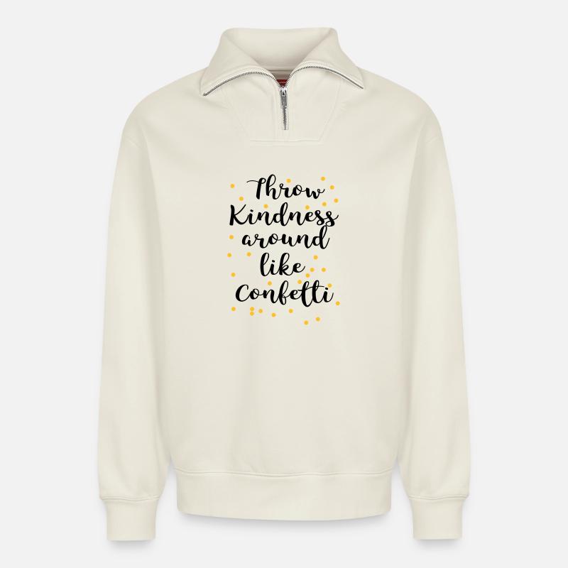friendly - Relaxed Unisex Organic Half Zip Sweatshirt – by SPREAD - off white