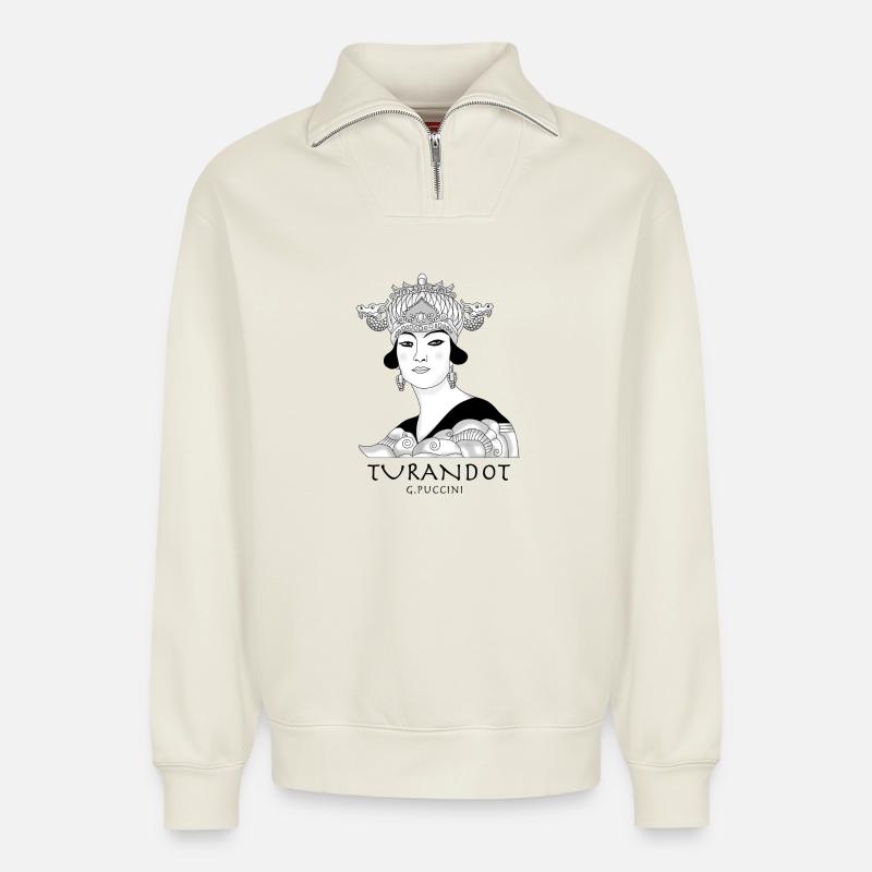 Turandot T - Relaxed Unisex Organic Half Zip Sweatshirt – von SPREAD - Naturweiß