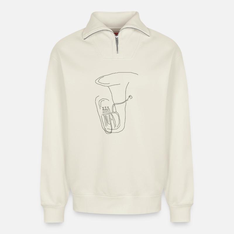Tuba - Relaxed Unisex Organic Half Zip Sweatshirt – von SPREAD - Naturweiß