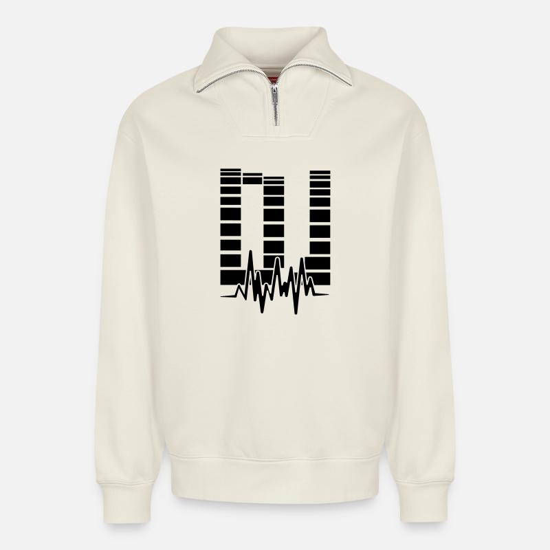 dj - Relaxed Unisex Organic Half Zip Sweatshirt – by SPREAD - off white