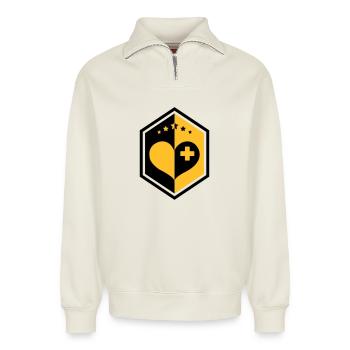 Arzt / Medizin / Kardiologie / Kardiologe - Relaxed Unisex Organic Half Zip Sweatshirt – von SPREAD - Naturweiß - Vorne
