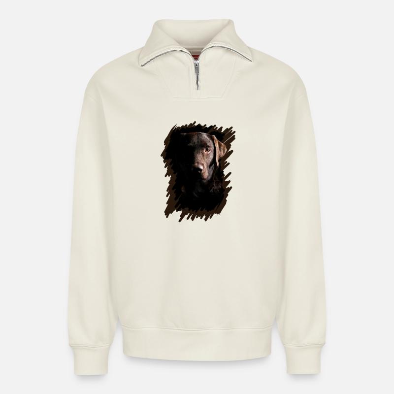 Labrador - Relaxed Unisex Organic Half Zip Sweatshirt – von SPREAD - Naturweiß