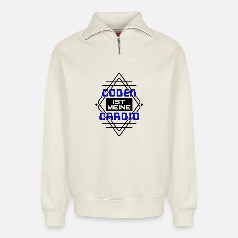 Softwareentwickler Developer Cooler Spruch Coden - Relaxed Unisex Organic Half Zip Sweatshirt – von SPREAD - Naturweiß