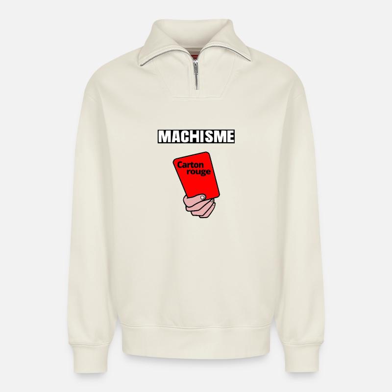 Rote Karte - Relaxed Unisex Organic Half Zip Sweatshirt – von SPREAD - Naturweiß