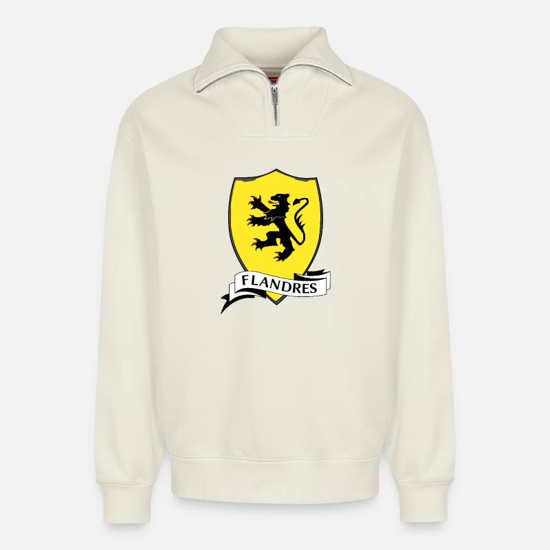 Flandern - Relaxed Unisex Organic Half Zip Sweatshirt – von SPREAD - Naturweiß