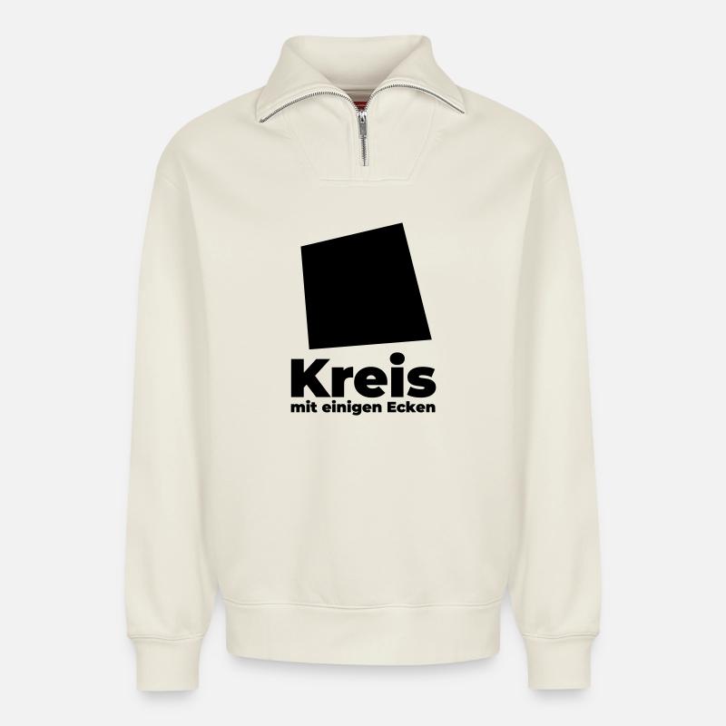 Cercle avec quelques coins - Sweat unisexe décontracté en coton biologique à demi-zip – de SPREAD - blanc cassé