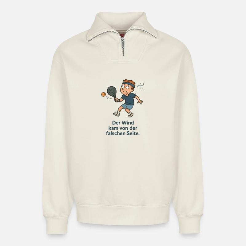Windversetzter Padelwitz - Relaxed Unisex Organic Half Zip Sweatshirt – von SPREAD - Naturweiß