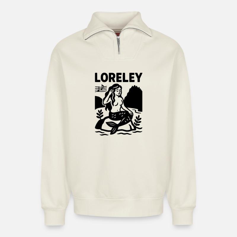 Loreley - Sweat unisexe décontracté en coton biologique à demi-zip – de SPREAD - blanc cassé