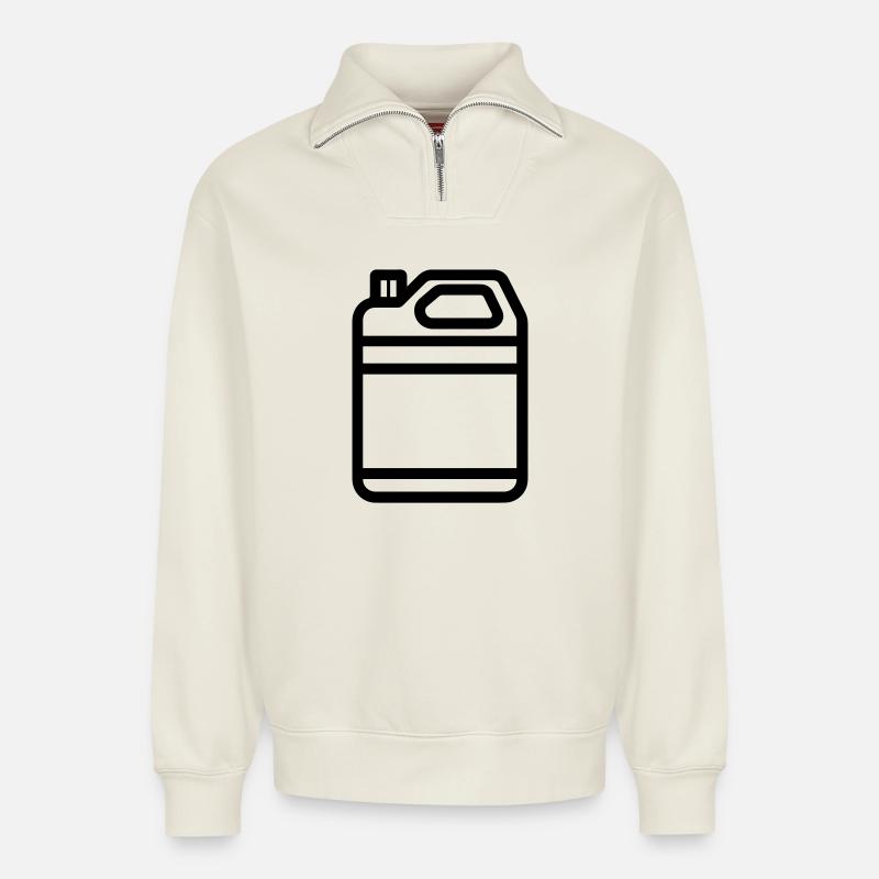 bidon - Sweat unisexe décontracté en coton biologique à demi-zip – de SPREAD - blanc cassé
