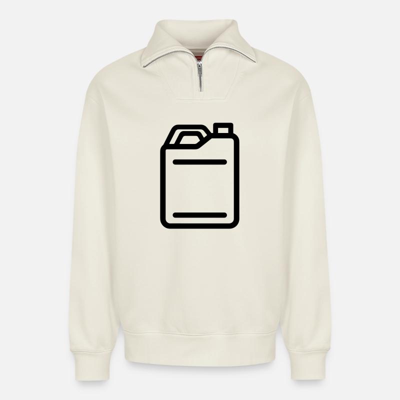 jerrican - Sweat unisexe décontracté en coton biologique à demi-zip – de SPREAD - blanc cassé
