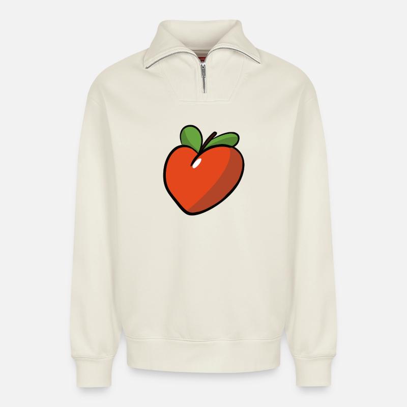 Peche_coeur - Relaxed Unisex Organic Half Zip Sweatshirt – von SPREAD - Naturweiß
