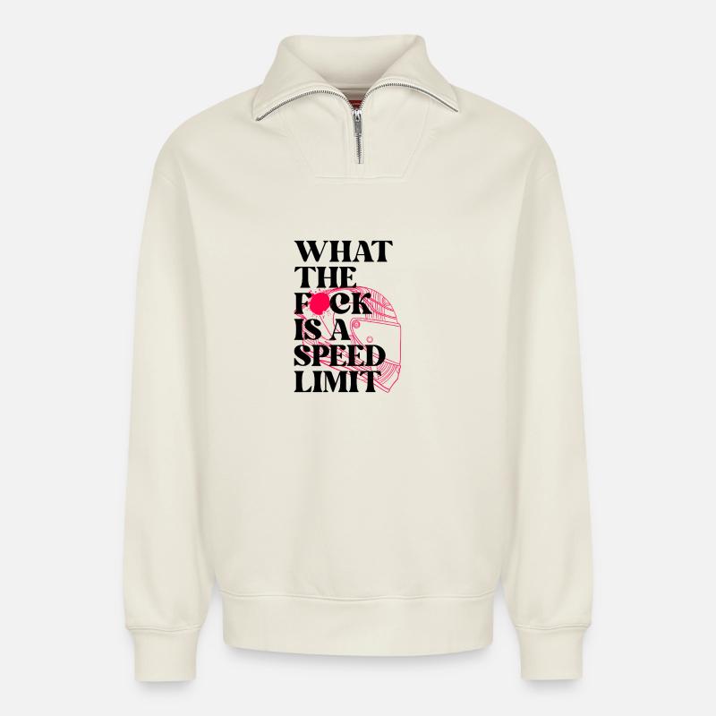 Auto - Relaxed Unisex Organic Half Zip Sweatshirt – von SPREAD - Naturweiß