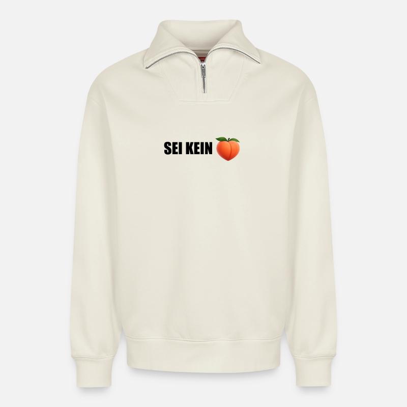 Sei Kein Peach - Relaxed Unisex Organic Half Zip Sweatshirt – von SPREAD - Naturweiß