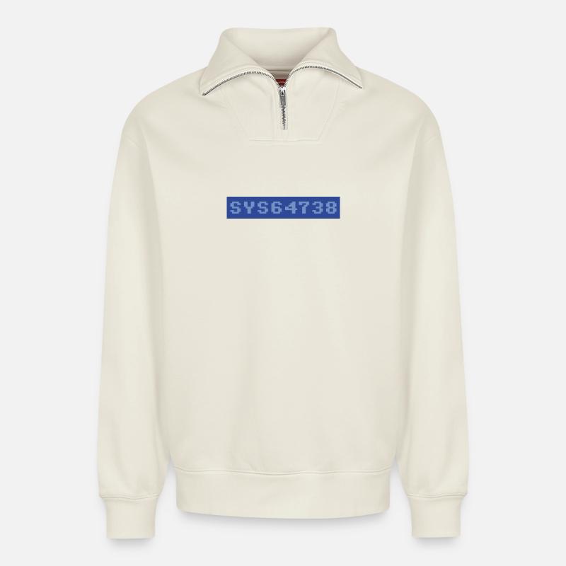 64: SYS64738 - Relaxed Unisex Organic Half Zip Sweatshirt – by SPREAD - off white