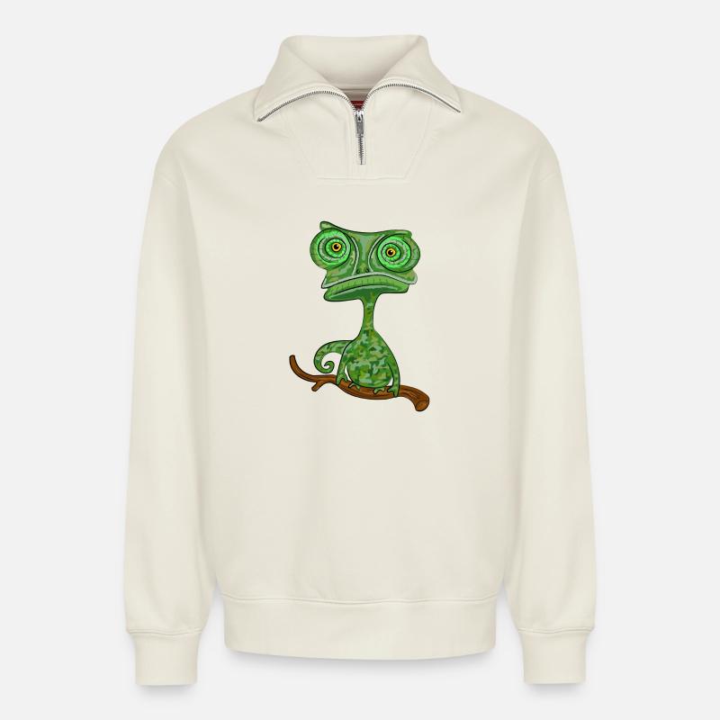 chamaeleon tier exotisch - Relaxed Unisex Organic Half Zip Sweatshirt – von SPREAD - Naturweiß