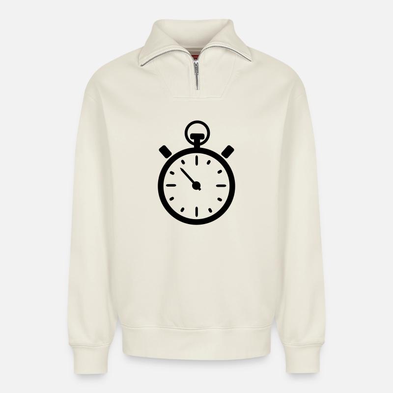 stoppuhr uhr - Relaxed Unisex Organic Half Zip Sweatshirt – von SPREAD - Naturweiß