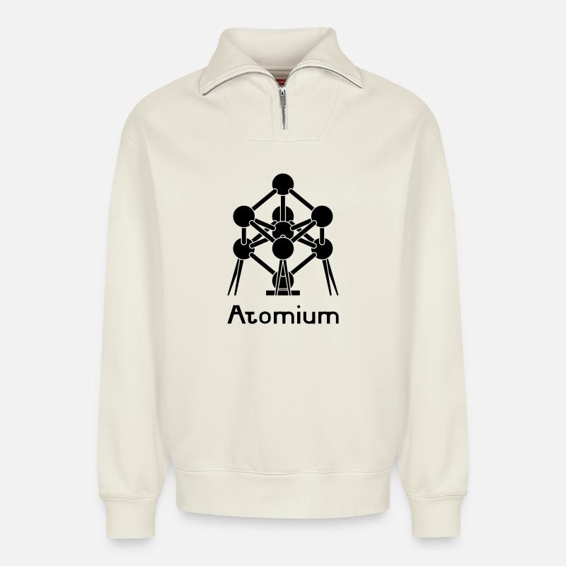 Atomium - Relaxed Unisex Organic Half Zip Sweatshirt – by SPREAD - off white