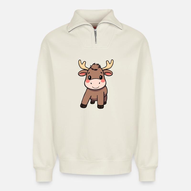 Élan - Sweat unisexe décontracté en coton biologique à demi-zip – de SPREAD - blanc cassé