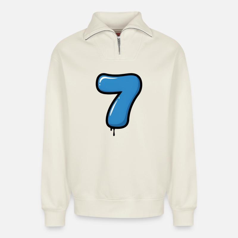 Ballon Bleu Les Sept - Sweat unisexe décontracté en coton biologique à demi-zip – de SPREAD - blanc cassé