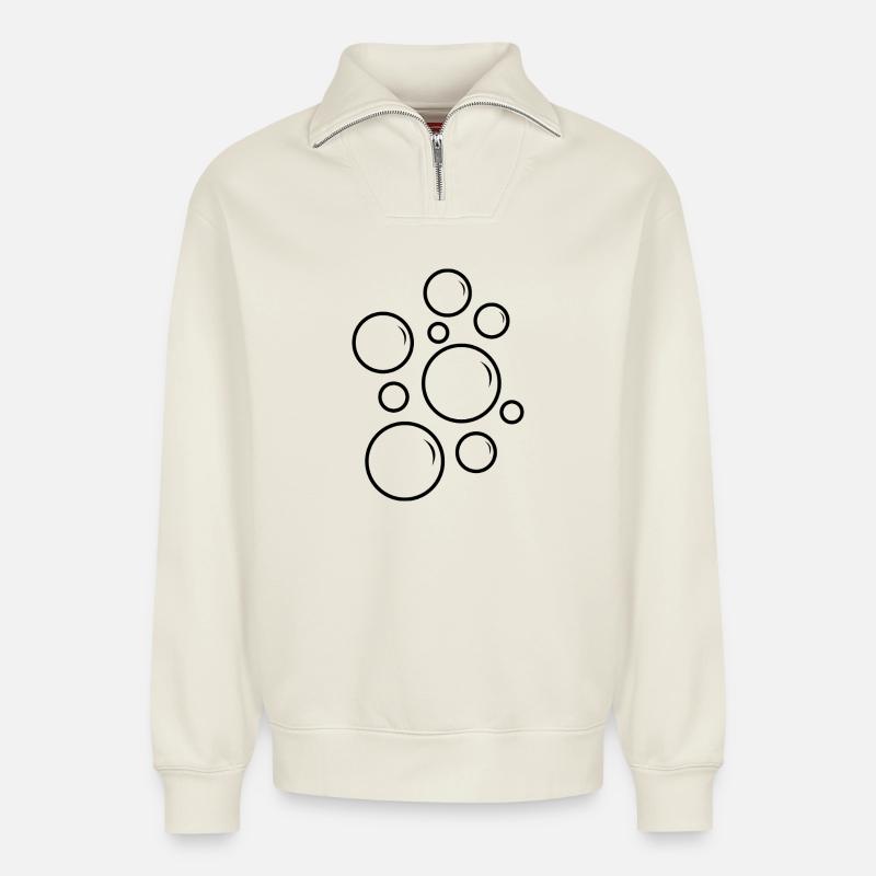 Bubble - Relaxed Unisex Organic Half Zip Sweatshirt – by SPREAD - off white