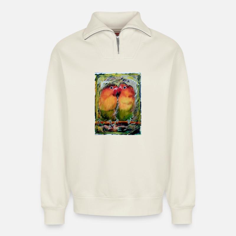 Unzertrennlich  - Relaxed Unisex Organic Half Zip Sweatshirt – von SPREAD - Naturweiß