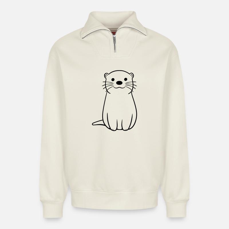 Otter - Relaxed Unisex Organic Half Zip Sweatshirt – von SPREAD - Naturweiß