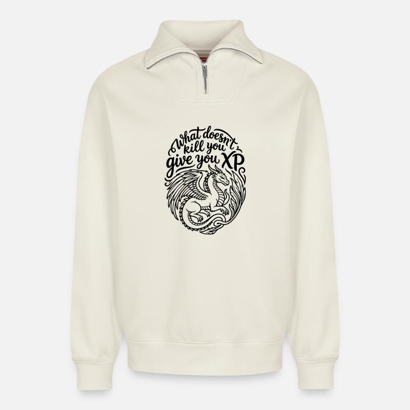 Gamer XP - Relaxed Unisex Organic Half Zip Sweatshirt – von SPREAD - Naturweiß