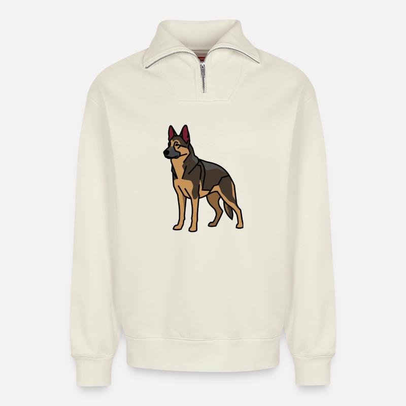 Deutscher Schäferhund - Relaxed Unisex Organic Half Zip Sweatshirt – von SPREAD - Naturweiß